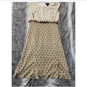 Tan and Ivory Belted Dress size 6P